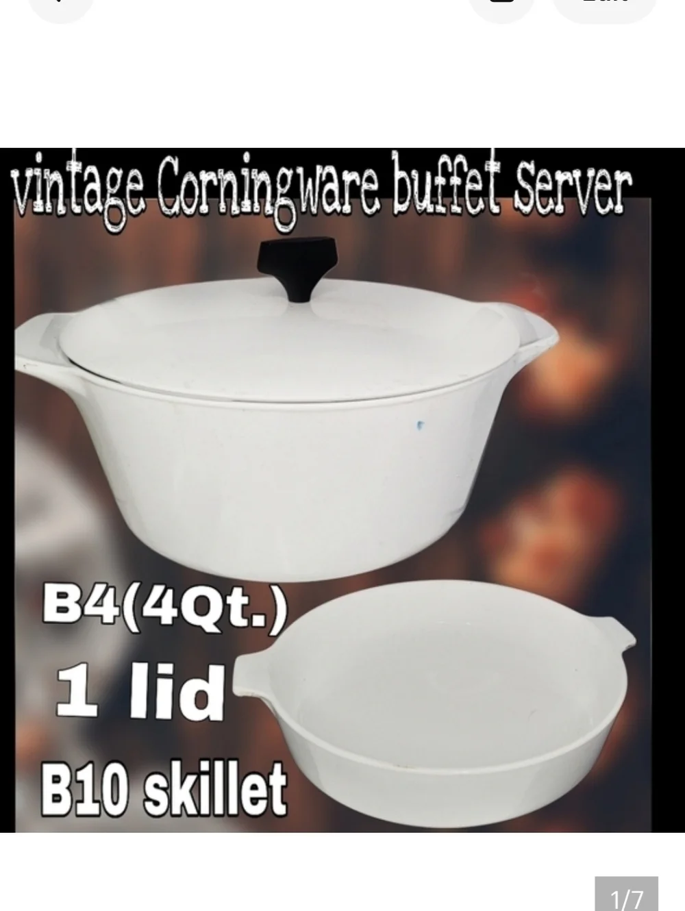 Vintage Corningware White 4qt Pot & 10